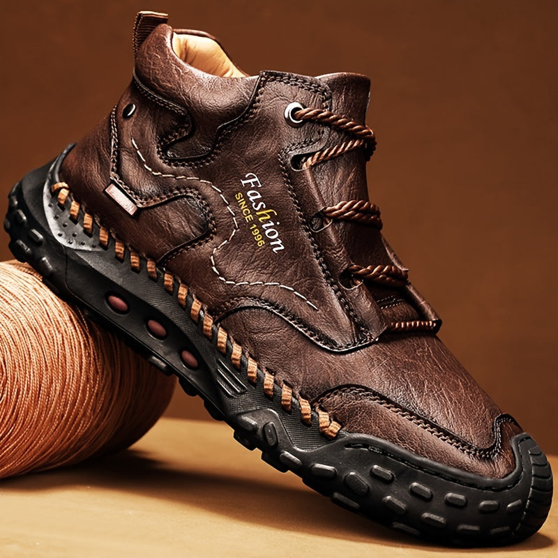 Men's Leather Boots Durable Waterproof Casual Work Everyday Wear Brown