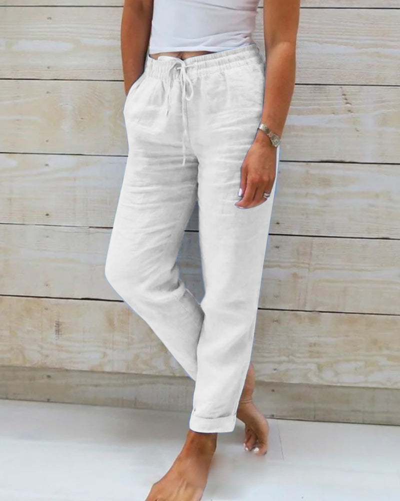 Susan women's linen trousers in White