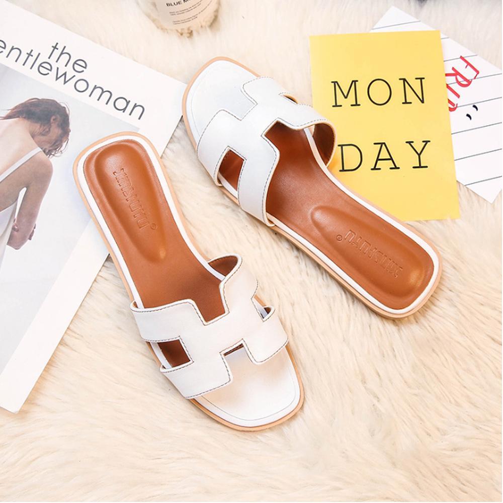 Women's H-Profile Sandals Comfortable Leather Slides Elegant Trendy Footwear