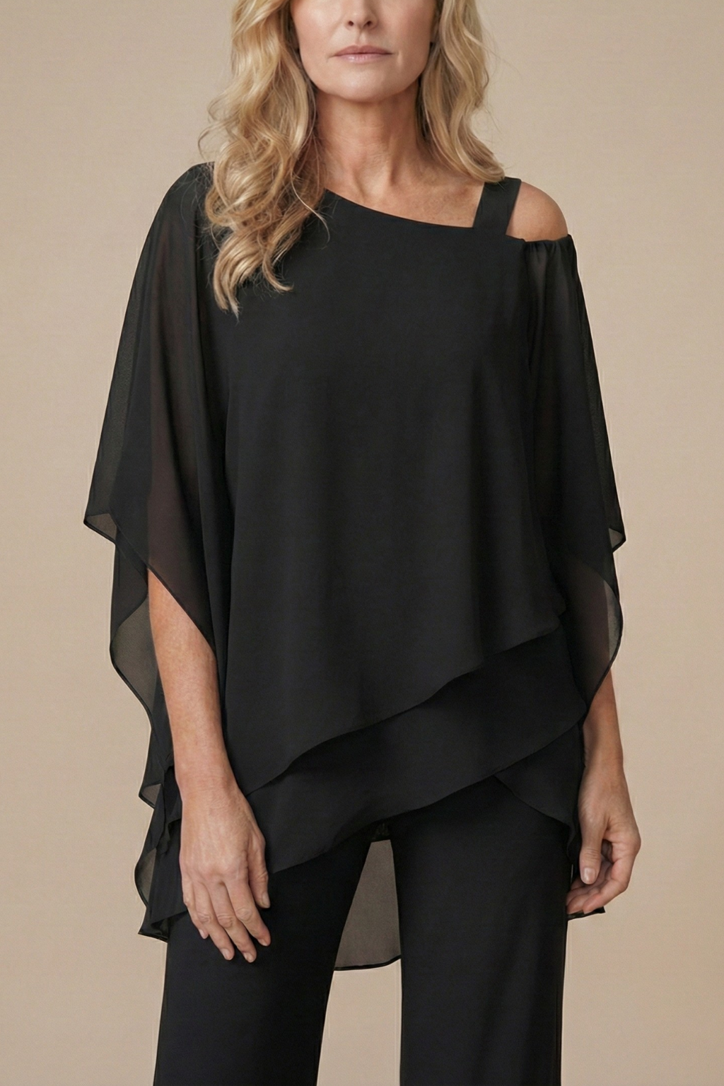 Women's Two-Piece Set Off Shoulder Top Straight-Leg Pants Casual