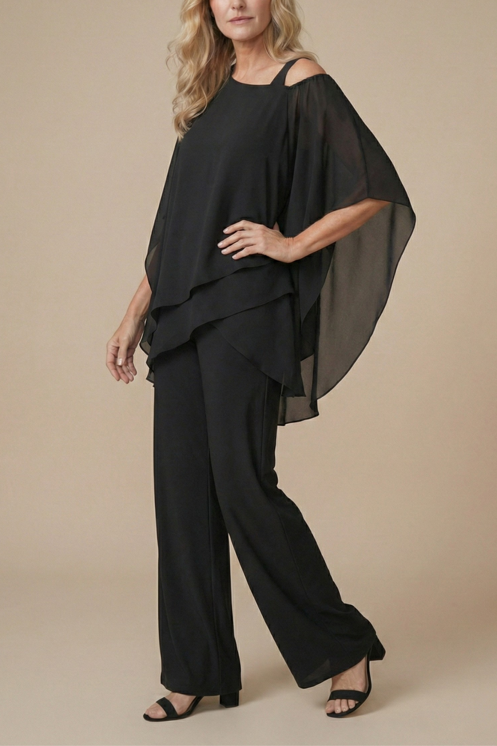 Women's Two-Piece Set Off Shoulder Top Straight-Leg Pants Casual