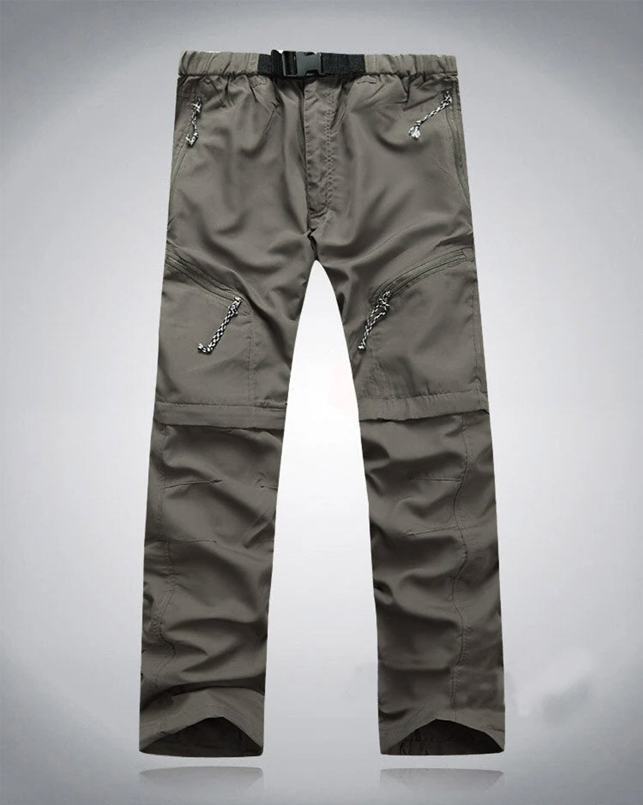 Men's Convertible Zip-Off Hiking Pants Elastic Waistband Multi-Pocket