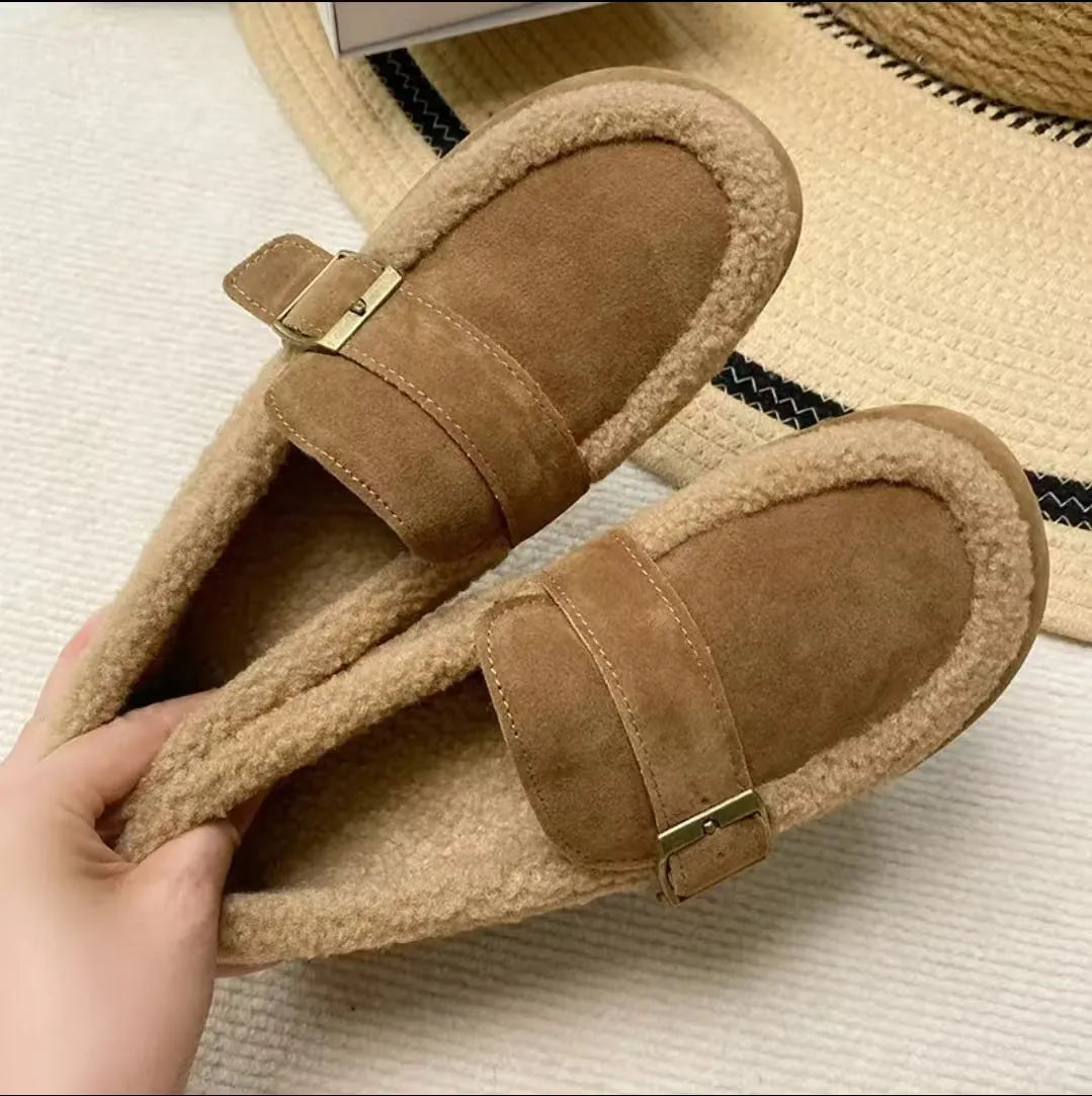 Velvet Loafers Women Slip-On Casual Comfort Flat Shoes with Bow