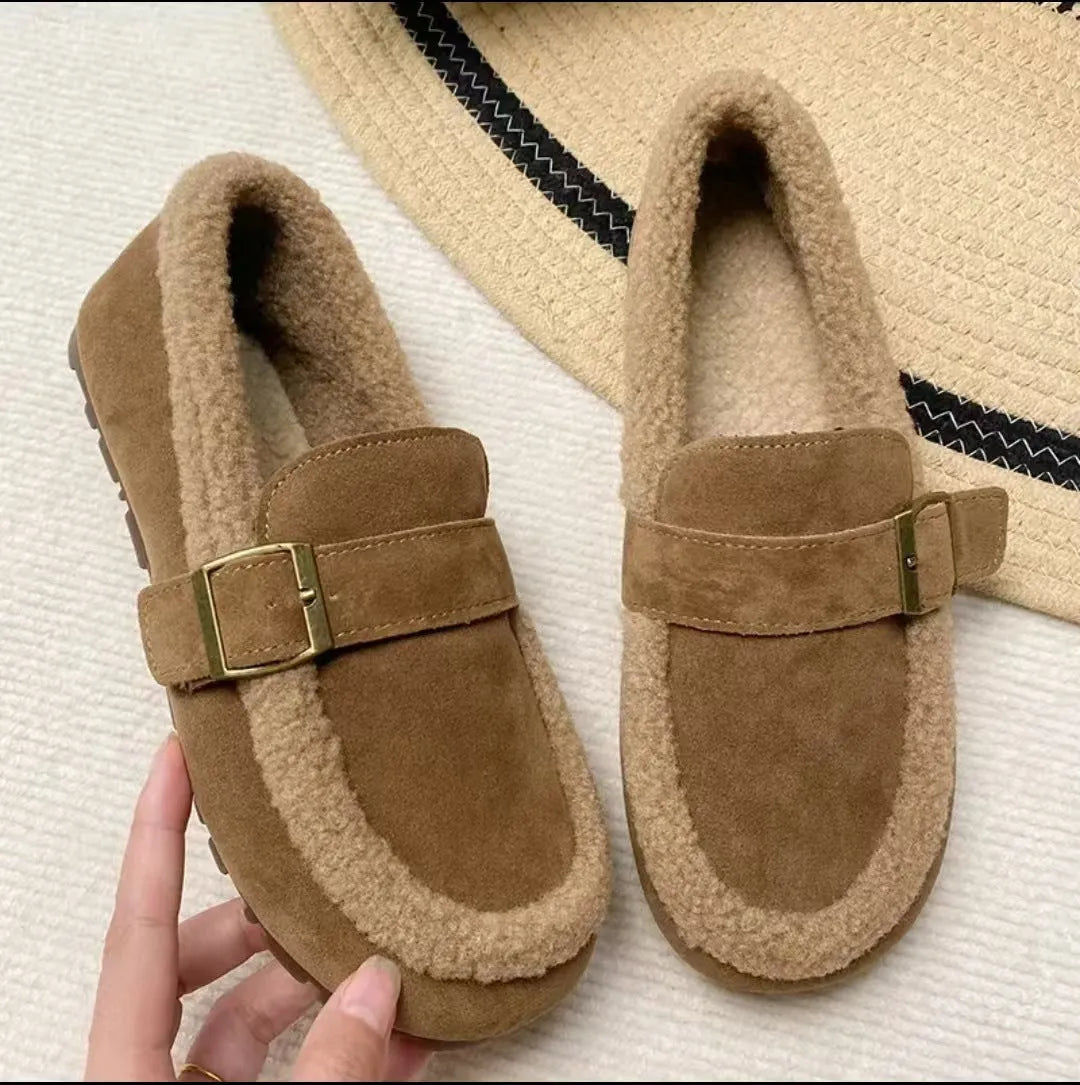 Velvet Loafers Women Slip-On Casual Comfort Flat Shoes with Bow