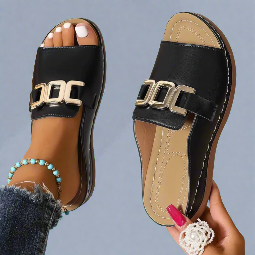 Women's Slip-On Sandals Elegant Leather Premium Comfort Casual Dress