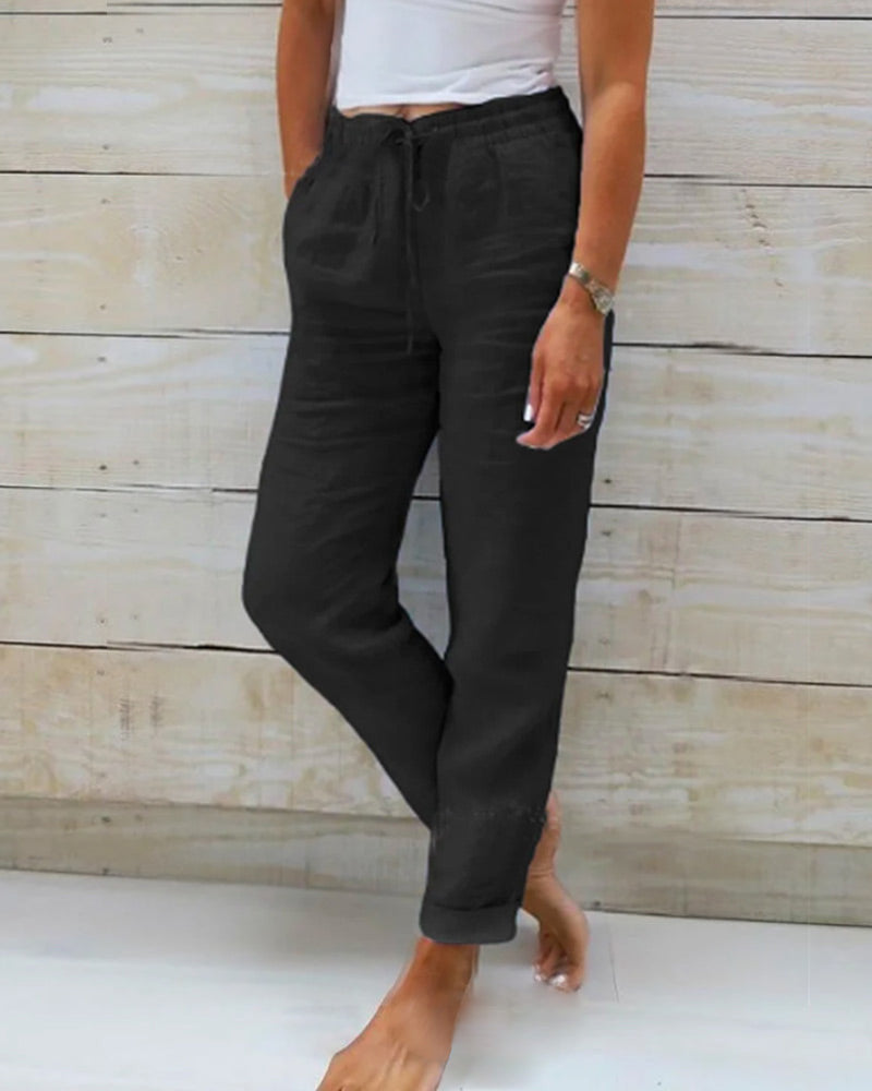 Susan women's linen trousers in Black