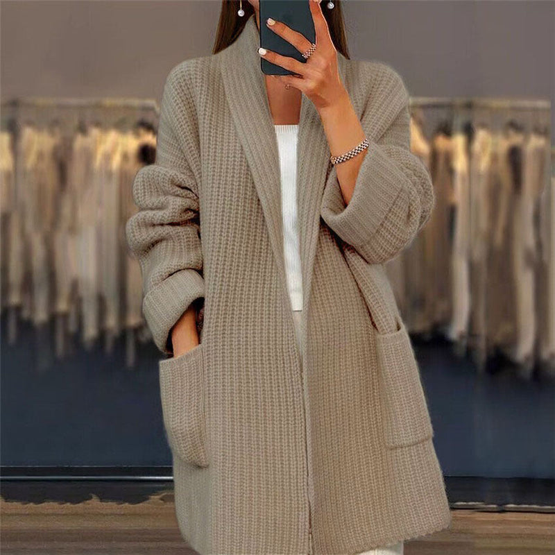 Women's Oversized Wool Cardigan Ribbed Open Front Beige Camel Relaxed Knit Layering Jumper Casual Lounge Cosy Everyday Plus Size S-5XL