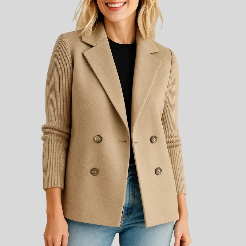 Women's Double Breasted Blazer Notched Lapel Tailored Work Smart Casual
