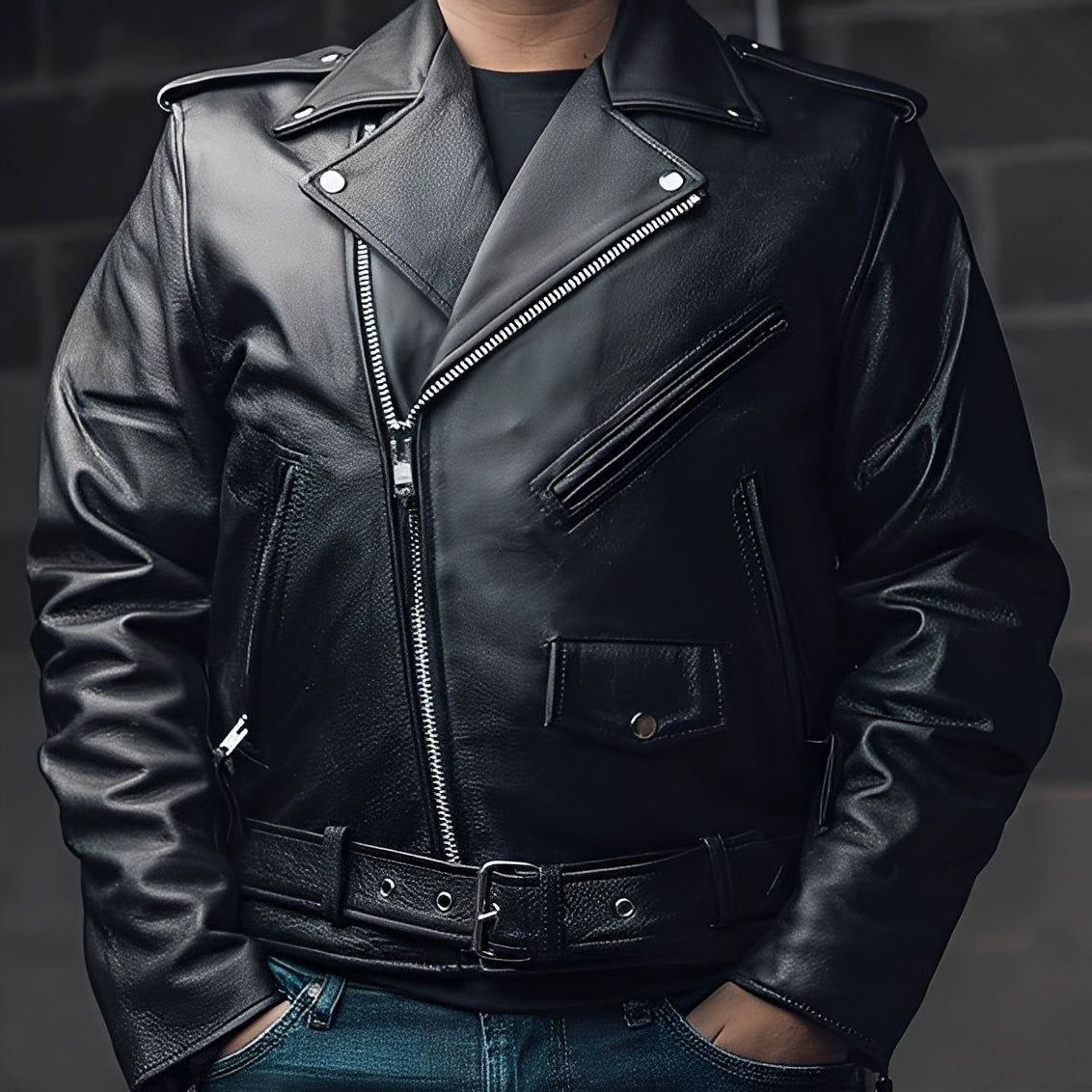 Men's Leather Jacket Multi Pocket Casual Everyday Wear Classic Style