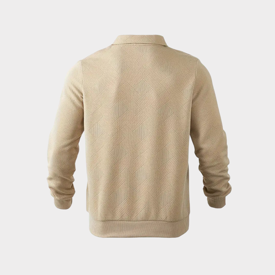 Men's Half Zip Pullover Casual Sweatshirt Long Sleeve Polo Style
