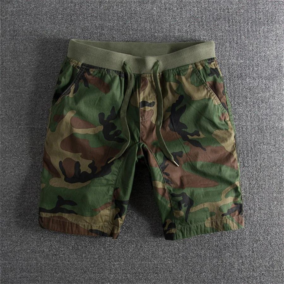 Men's Camouflage Shorts Knee Length Drawstring Elastic Waist Casual