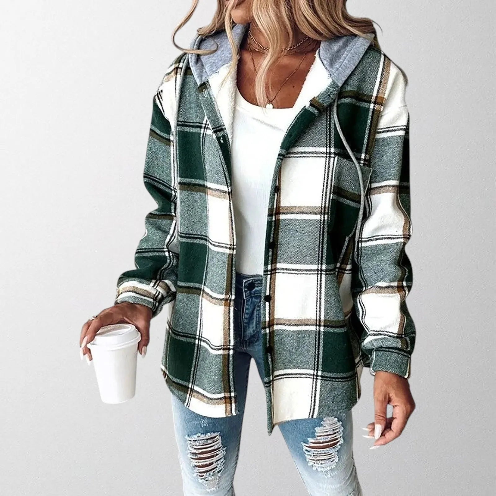 Women's Hooded Jacket Warm Relaxed Fit Casual Everyday Zip-Up Layering Coat Ladies Stylish Outerwear Smart Casual All Season