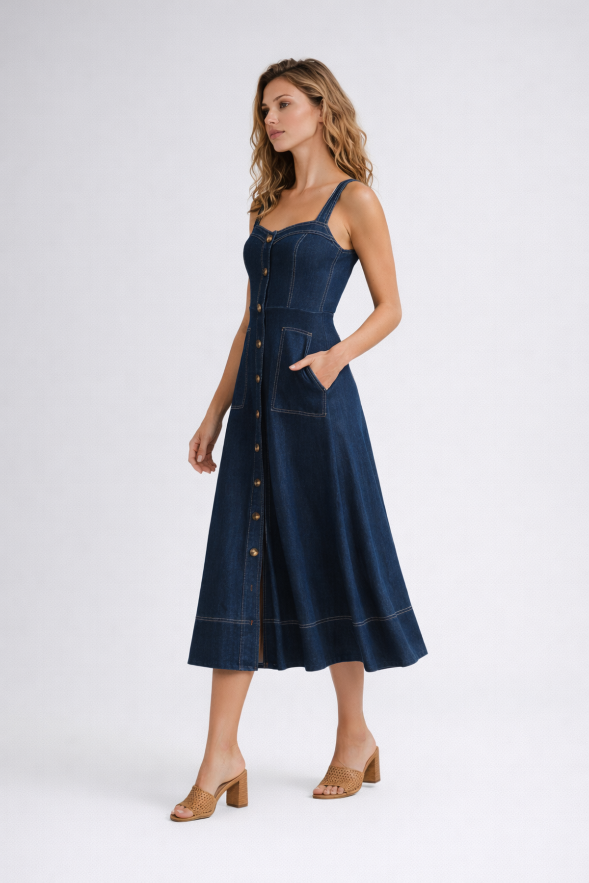 Romy | Denim Midi Dress