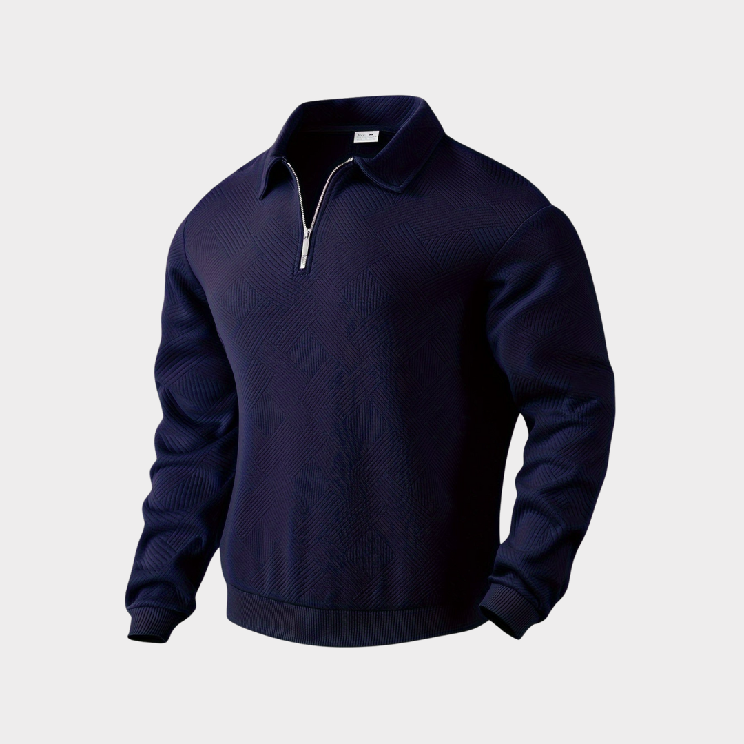 Men's Half Zip Pullover Casual Sweatshirt Long Sleeve Polo Style