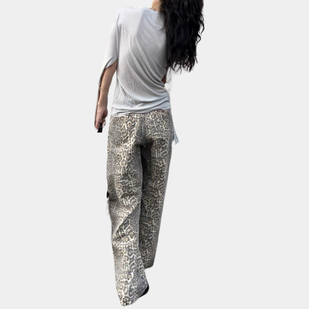 Women's Leopard Print Trousers High Waisted Lounge Casual Everyday Wear