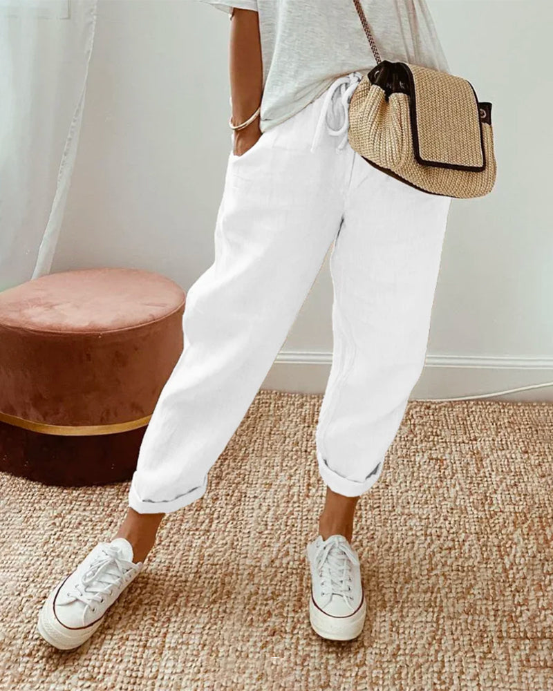 Remy women's linen trousers in White