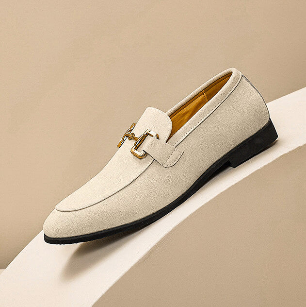 Men's Penny Loafers Slip On Dress Shoes Gold Horsebit Smart Casual