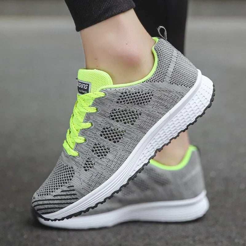 Women's Running Shoes Cushioned Lace-Up Athletic Trainers