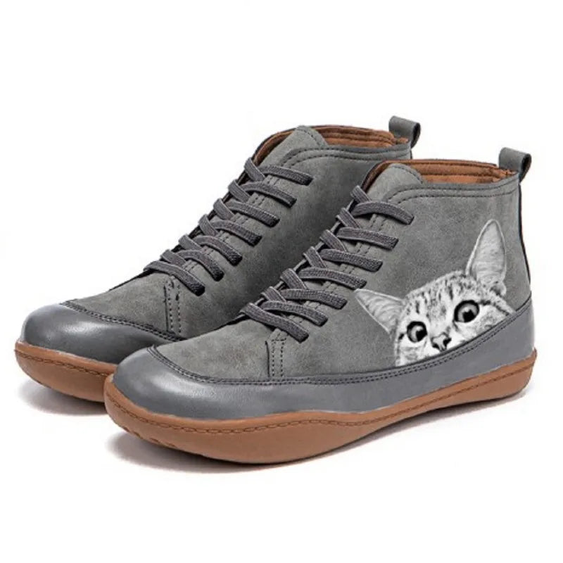 High-Top Sneakers Women's Chic Leather Ankle Support Urban Style