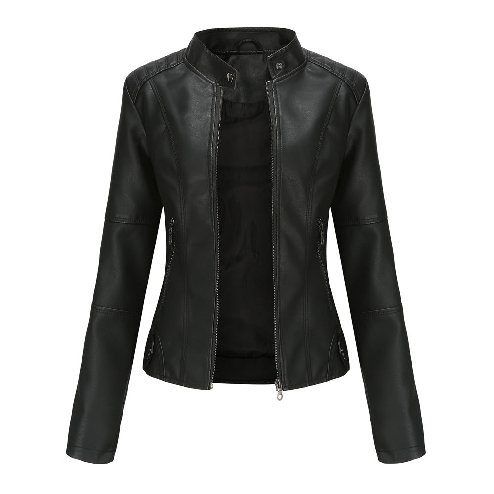 Women's Leather Jacket Fitted Elegant Classic Style Martha