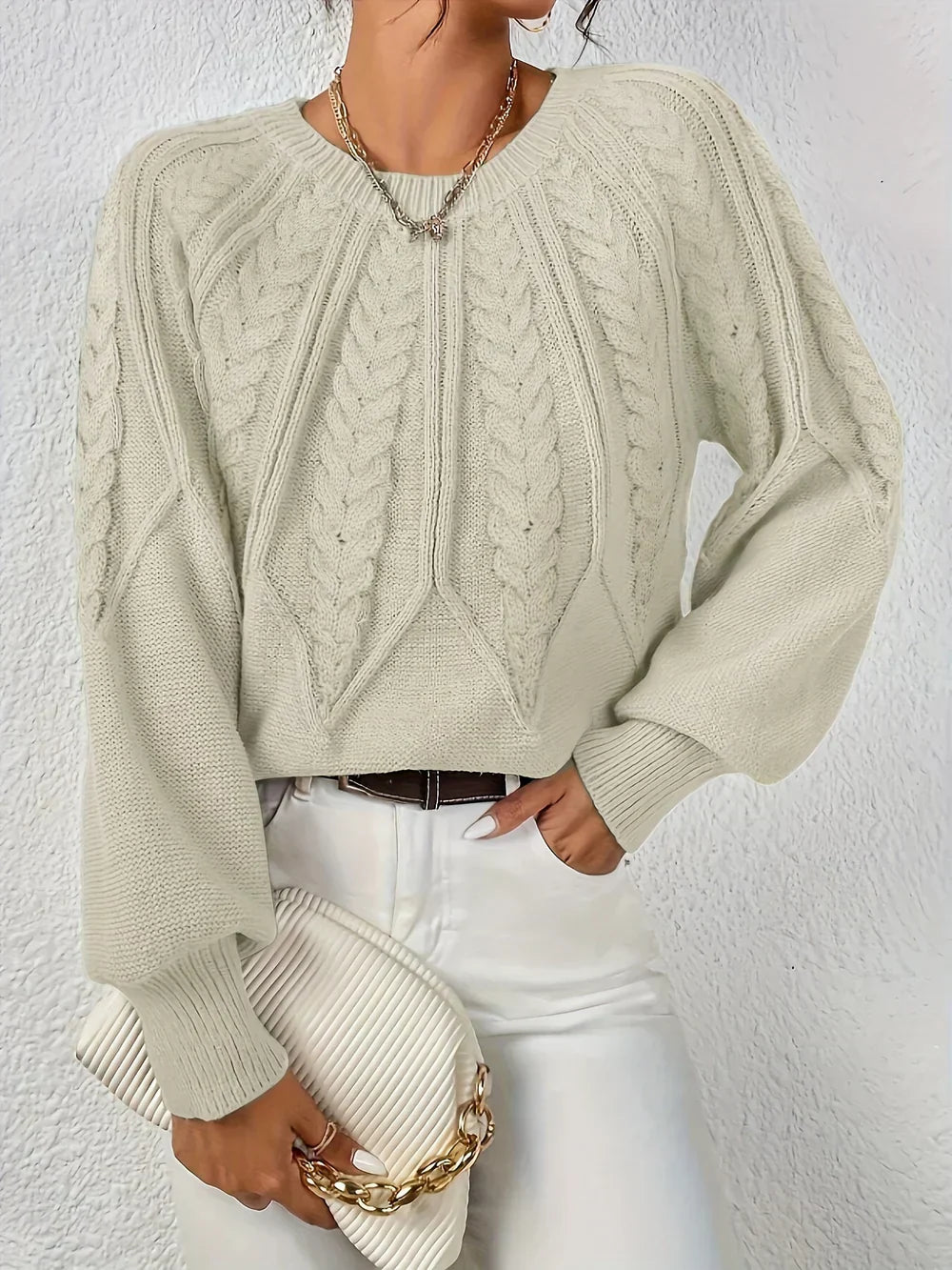 Women's Classic Comfort Sweater Cotton-Blend Soft Warm Knit Top Casual Autumn Winter Pullover Ladies Long Sleeve Cosy Everyday