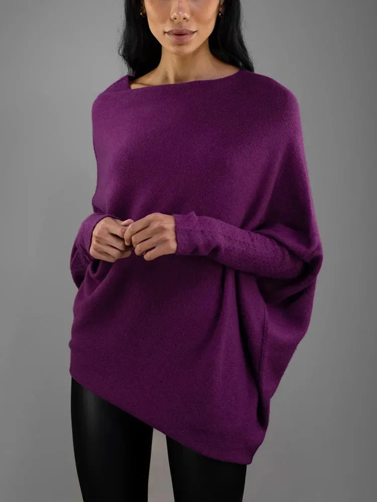 Asymmetric Cashmere Blend Jumper Women Elegant Comfortable Soft Knit