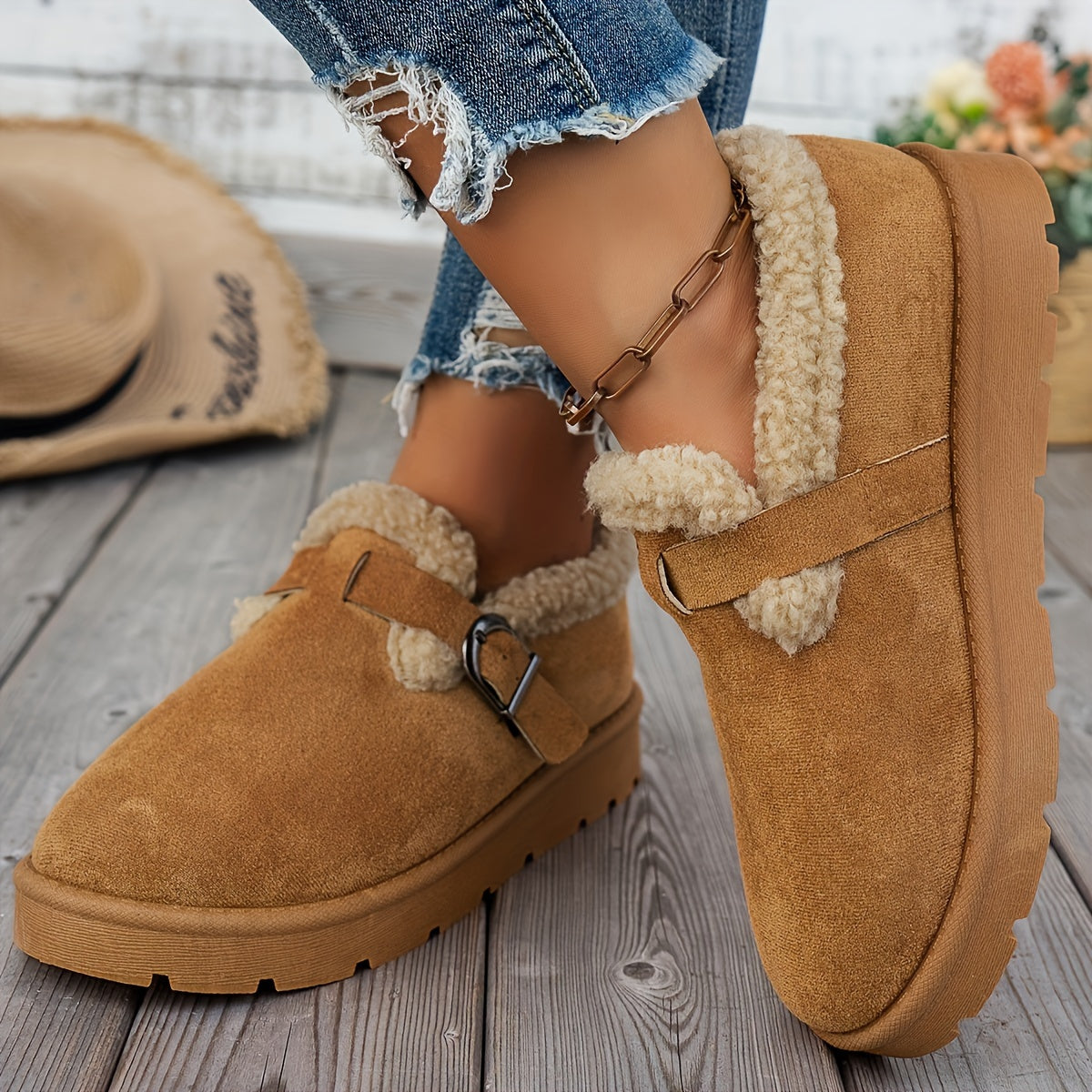 Plush Velvet Boots Women's Winter Warm Soft Lining Elegant Burgundy
