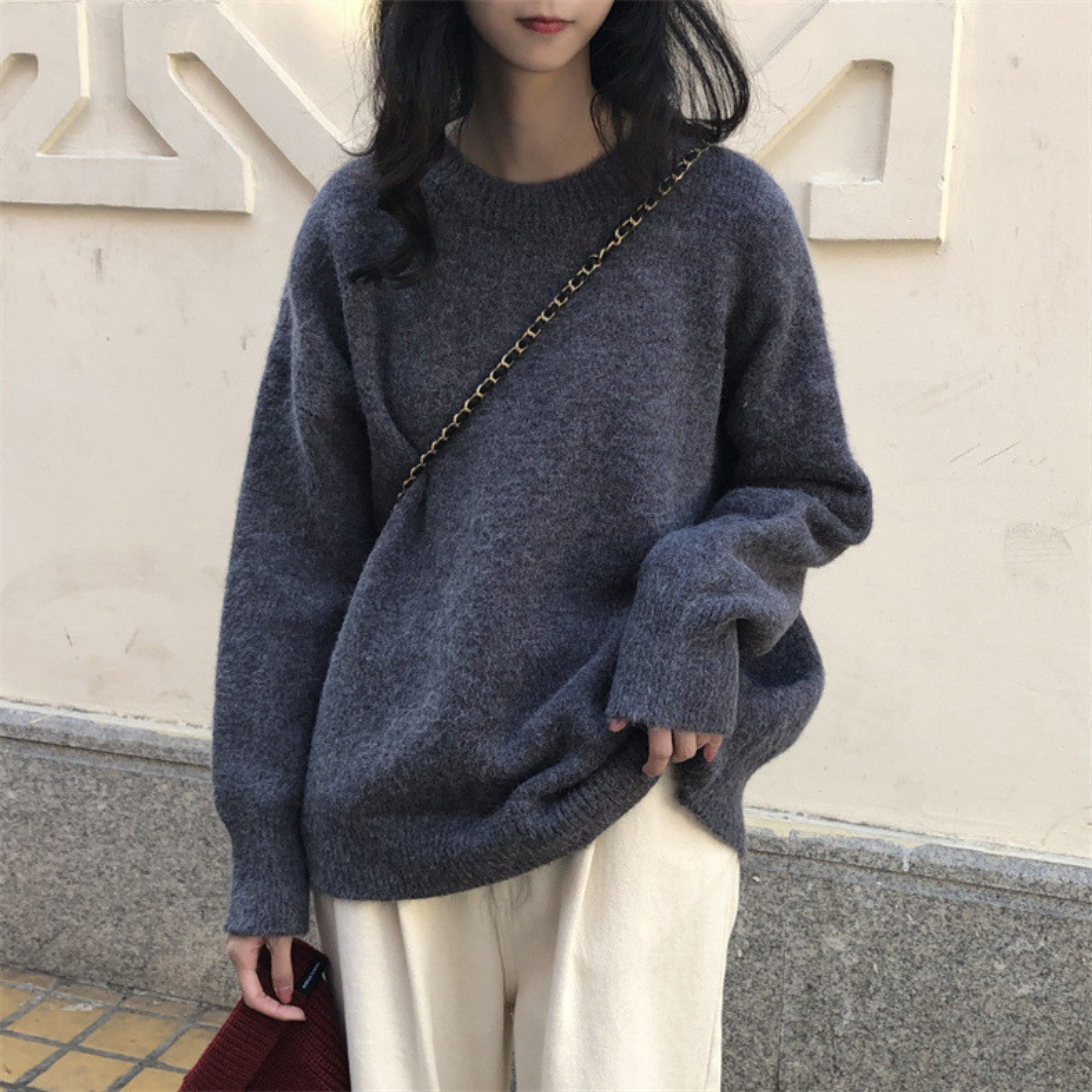 Sweater Women Casual Long Sleeve Round Neck Relaxed Fit Everyday Pullover Camel Khaki Black Pink