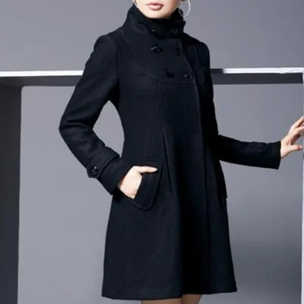 Women's Winter Coat Structured Design Straight Fit Navy Black