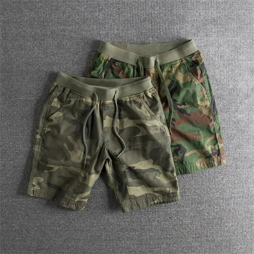 Noor | Men's Camouflage Shorts Elasticated Drawstring Waist Side and Welt Pockets-3