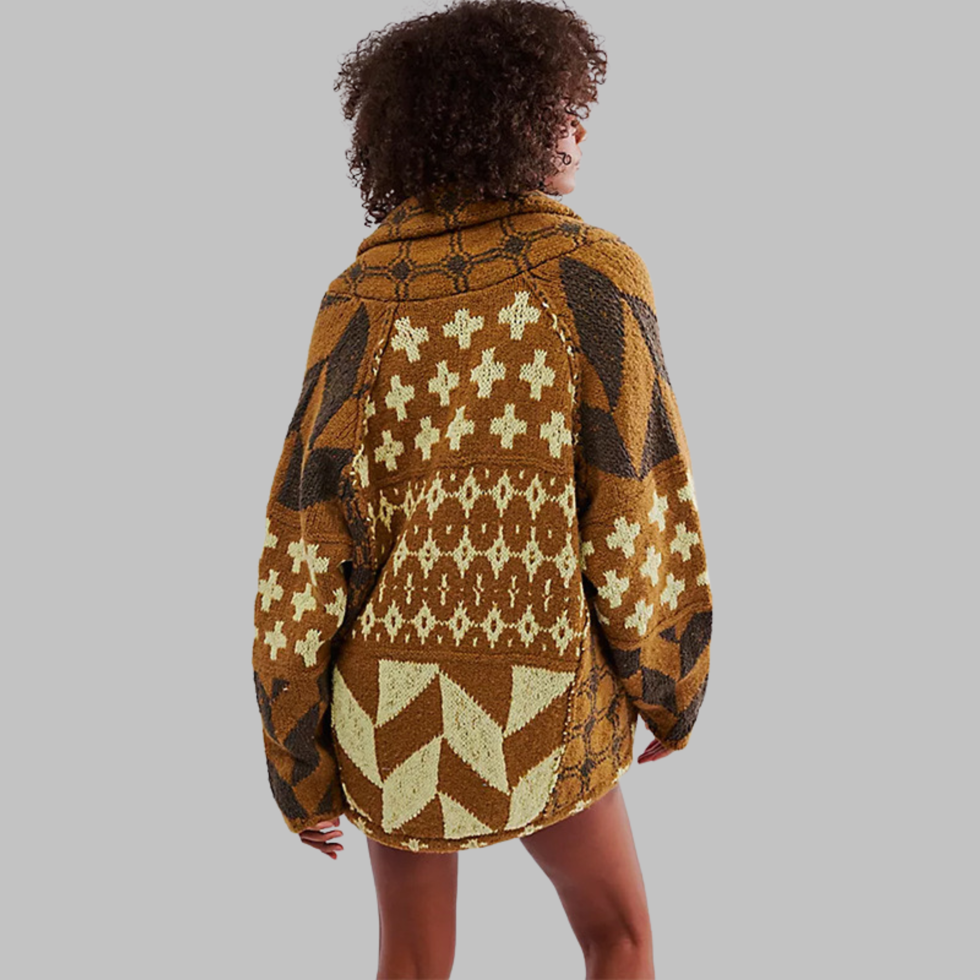 Women's Oversized Cardigan Vintage Button Down Collar Long Sleeve Knit Relaxed Fit Casual Layering Sweater Jacket All Season