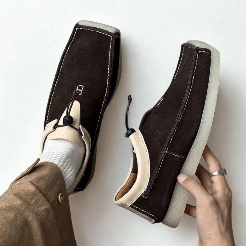 Men's High Top Loafers Slip On Toggle Closure Contrast Stitching Casual