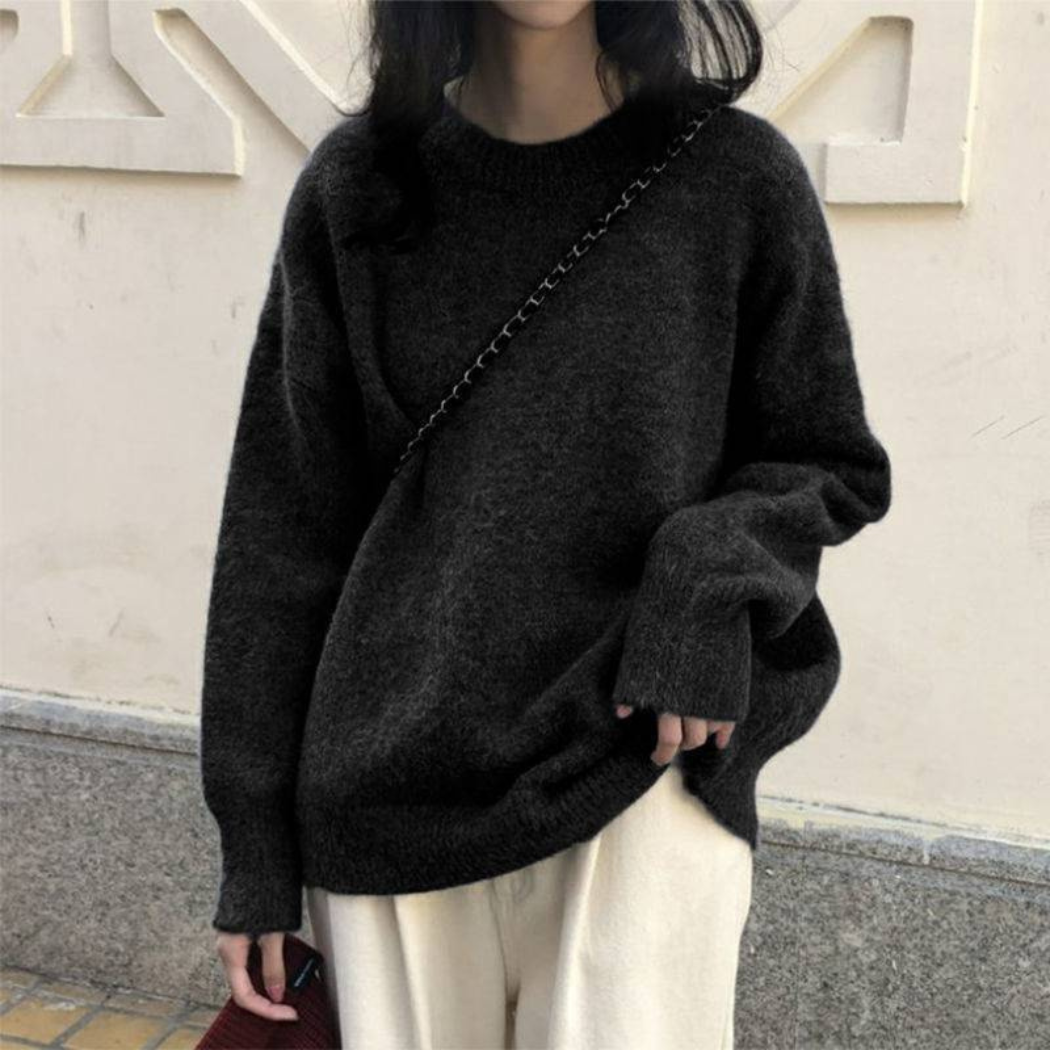 Sweater Women Casual Long Sleeve Round Neck Relaxed Fit Everyday Pullover Camel Khaki Black Pink