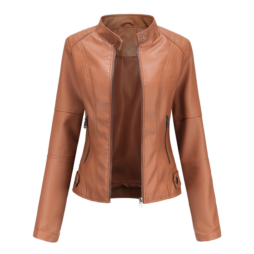 Women's Leather Jacket Fitted Elegant Classic Style Martha