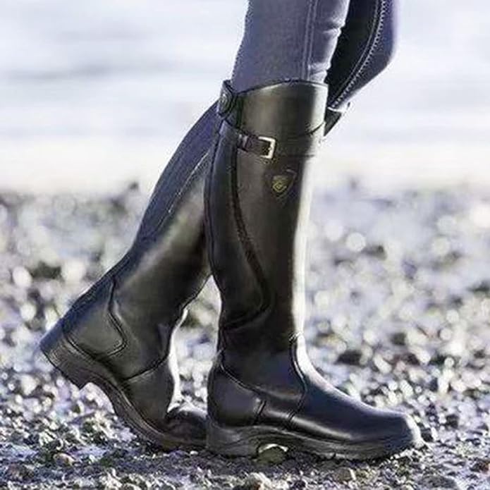 Knee High Boots with Strap Detail and Grip Sole Women's Casual