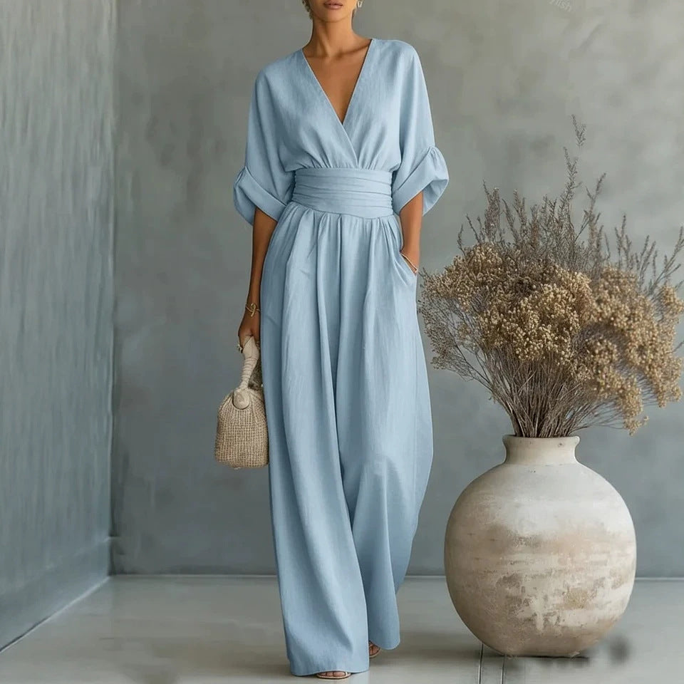 Sophia Merriweather women's jumpsuit in Light Blue / Peacock Blue