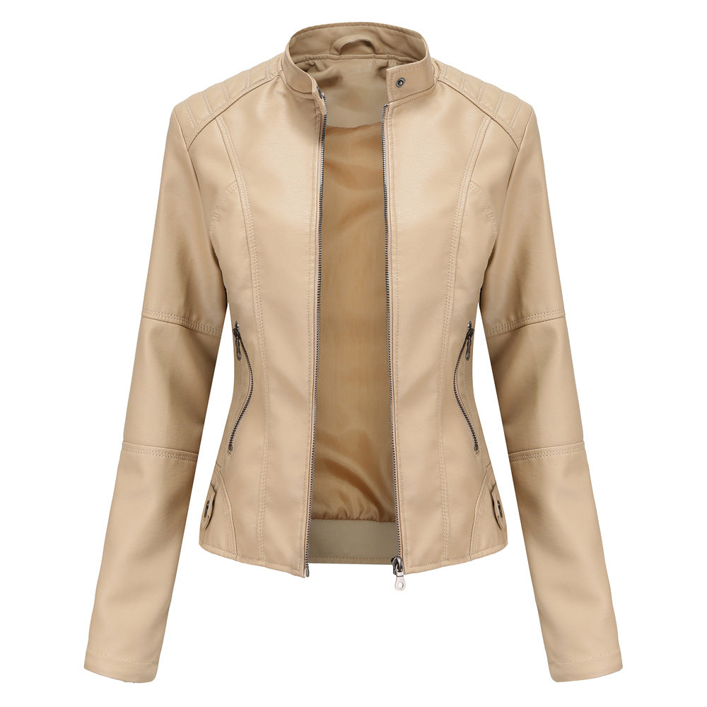 Women's Leather Jacket Fitted Elegant Classic Style Martha