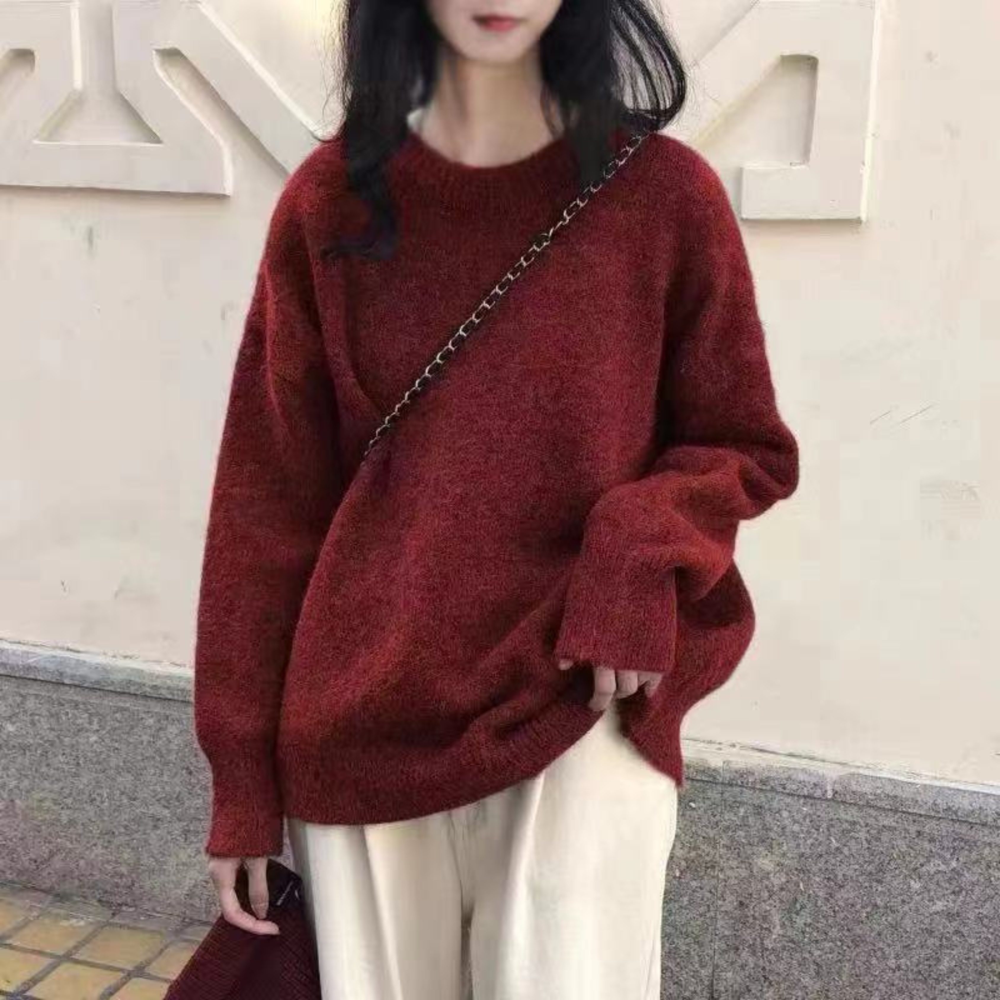 Sweater Women Casual Long Sleeve Round Neck Relaxed Fit Everyday Pullover Camel Khaki Black Pink