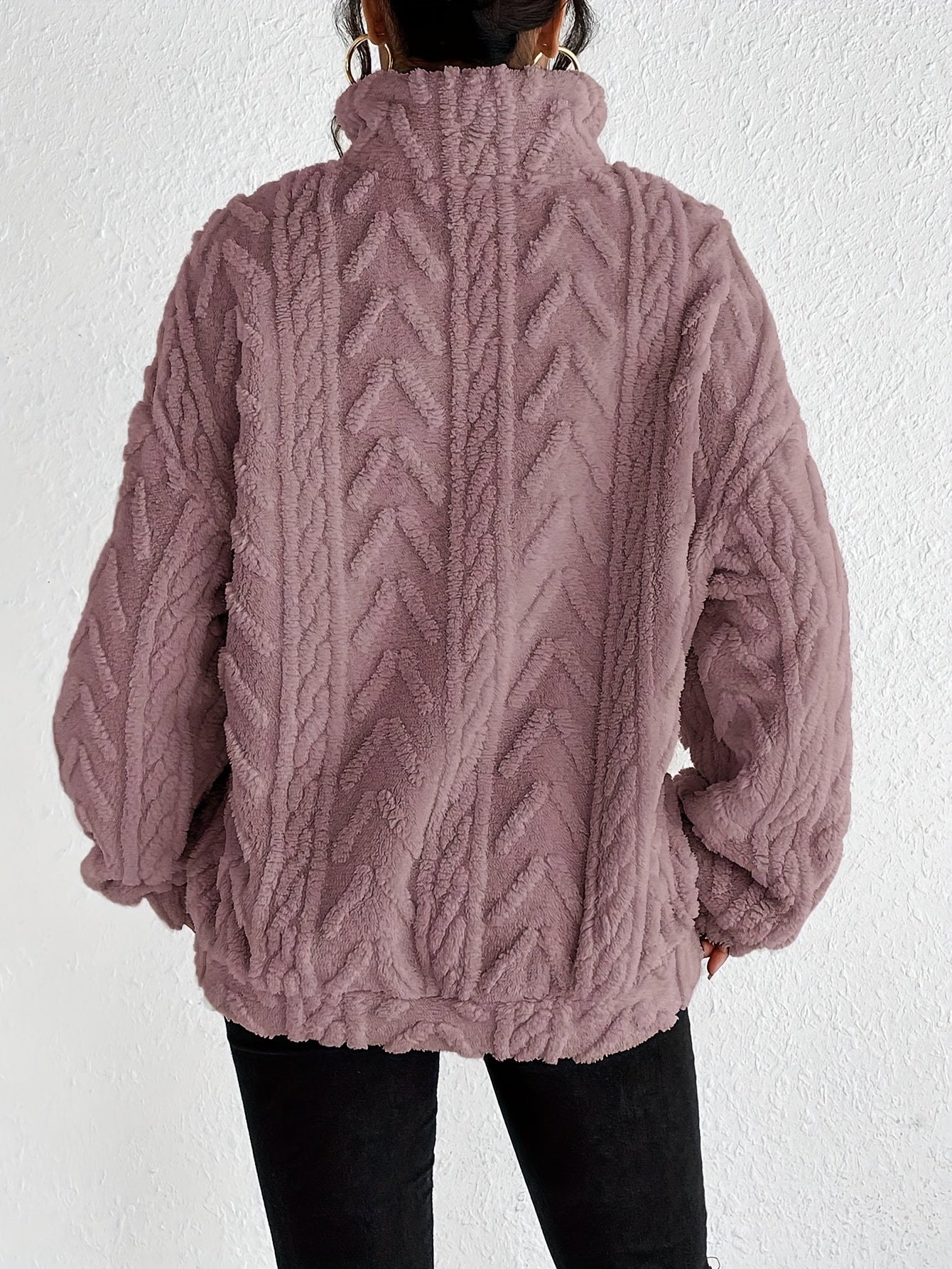 Women's Cable Knit Sweater Fleece Lined Half Zip Pullover Warm Winter Jumper Cosy Ladies Knit Top Casual Cold Weather S-XXL