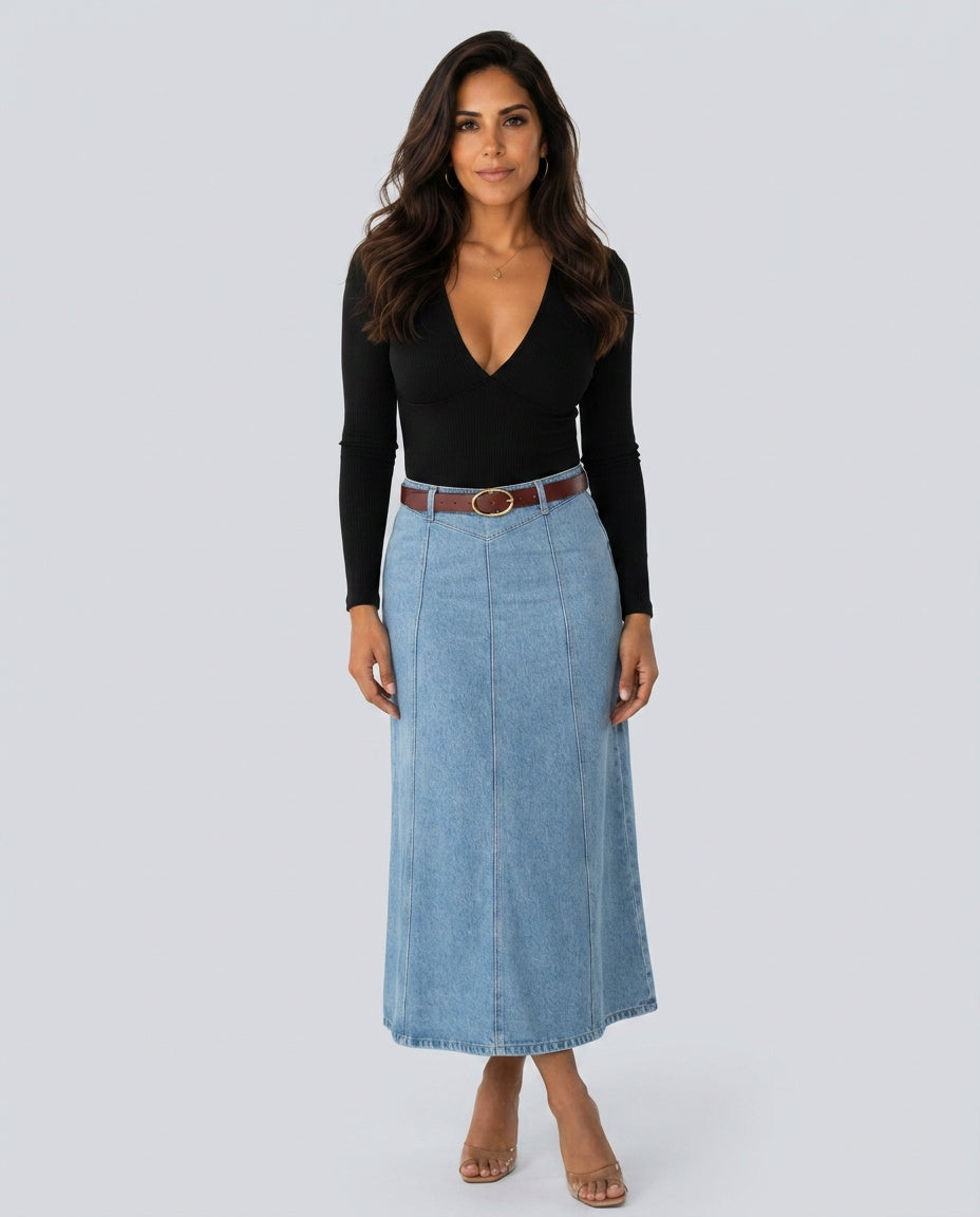 Vera women's maxi skirt in Light Blue