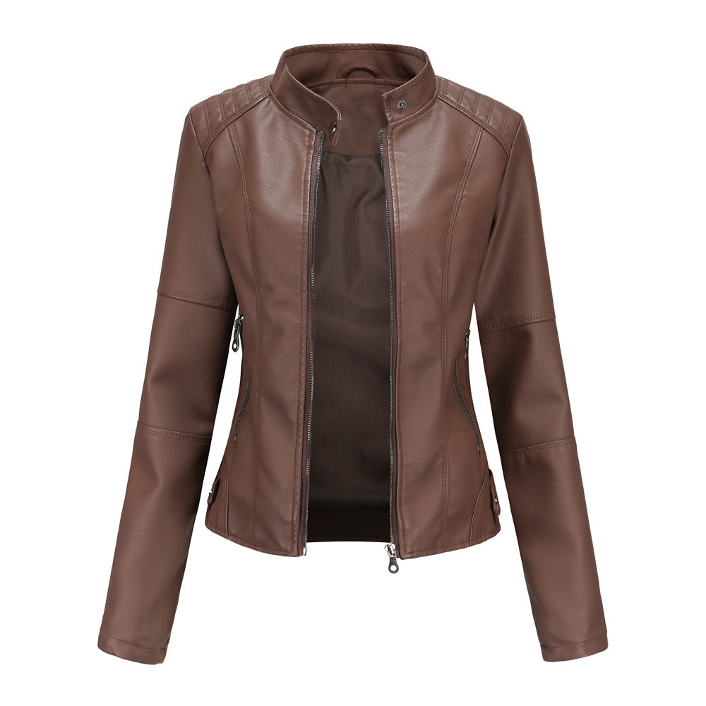 Women's Leather Jacket Fitted Elegant Classic Style Martha