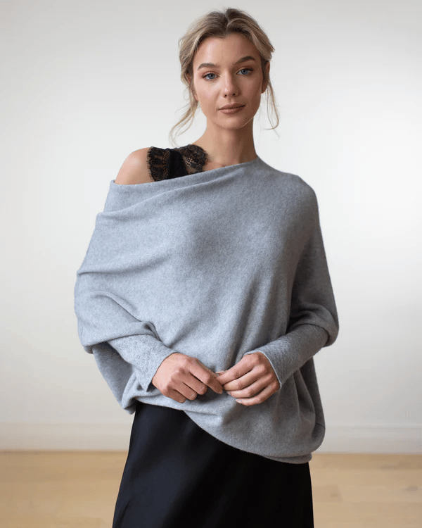 Asymmetric Cashmere Blend Jumper Women Elegant Comfortable Soft Knit