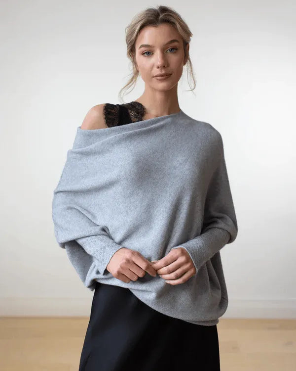 Asymmetric Cashmere Blend Jumper Women Elegant Comfortable Soft Knit