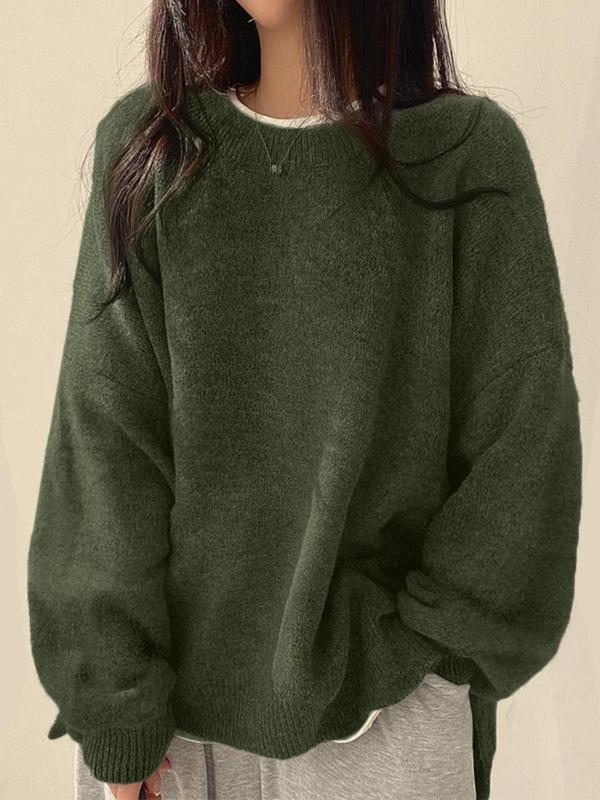 Women's Knit Sweater Long Sleeve Round Neck Cosy Knitwear Jumper Casual Warm Pullover Everyday Layering Top Winter Autumn