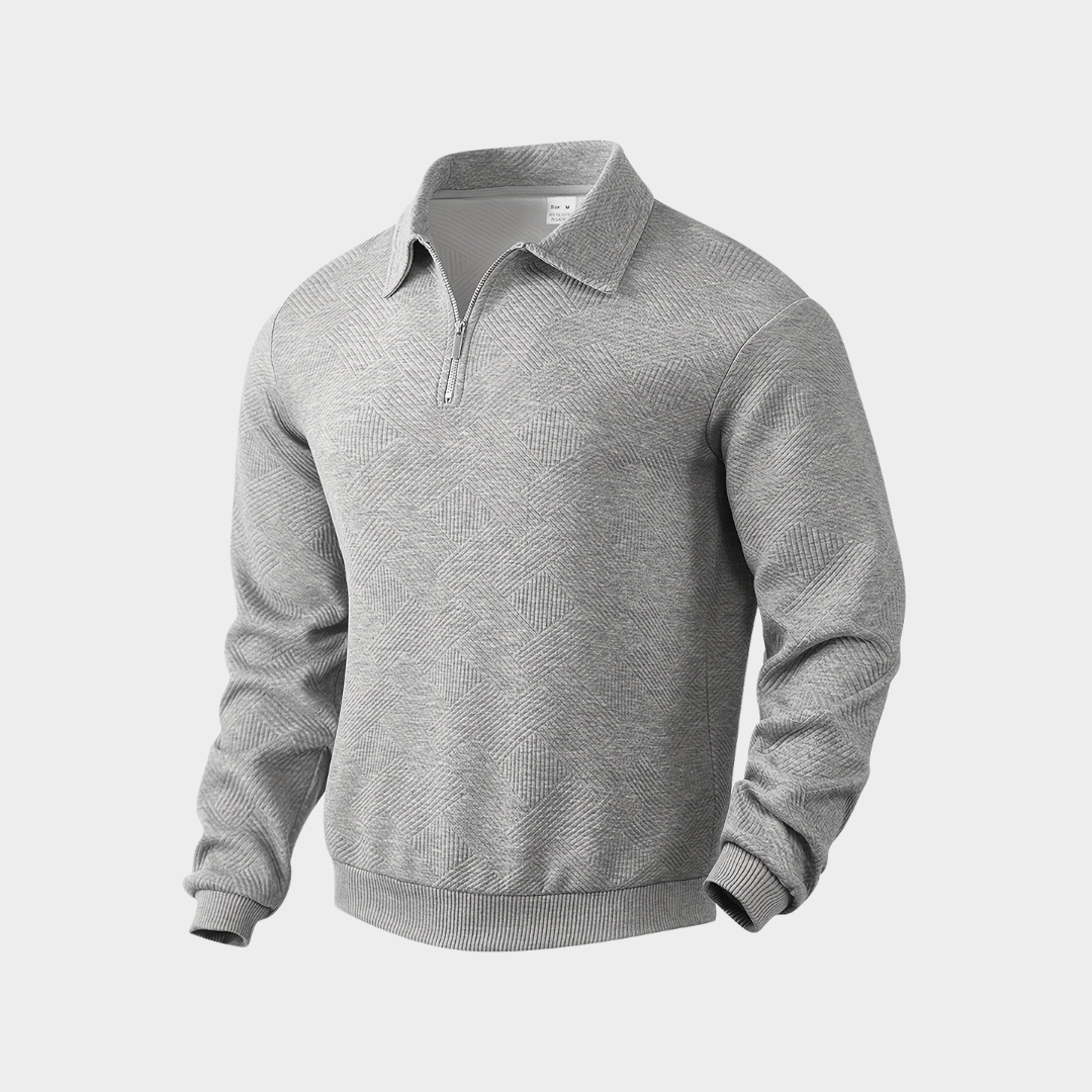 Men's Half Zip Pullover Casual Sweatshirt Long Sleeve Polo Style