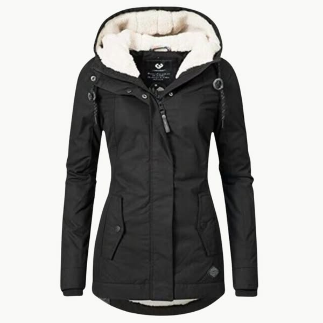 Women's Long Waterproof Winter Coat Fleece Lined Tailored Warm Elegant Outerwear
