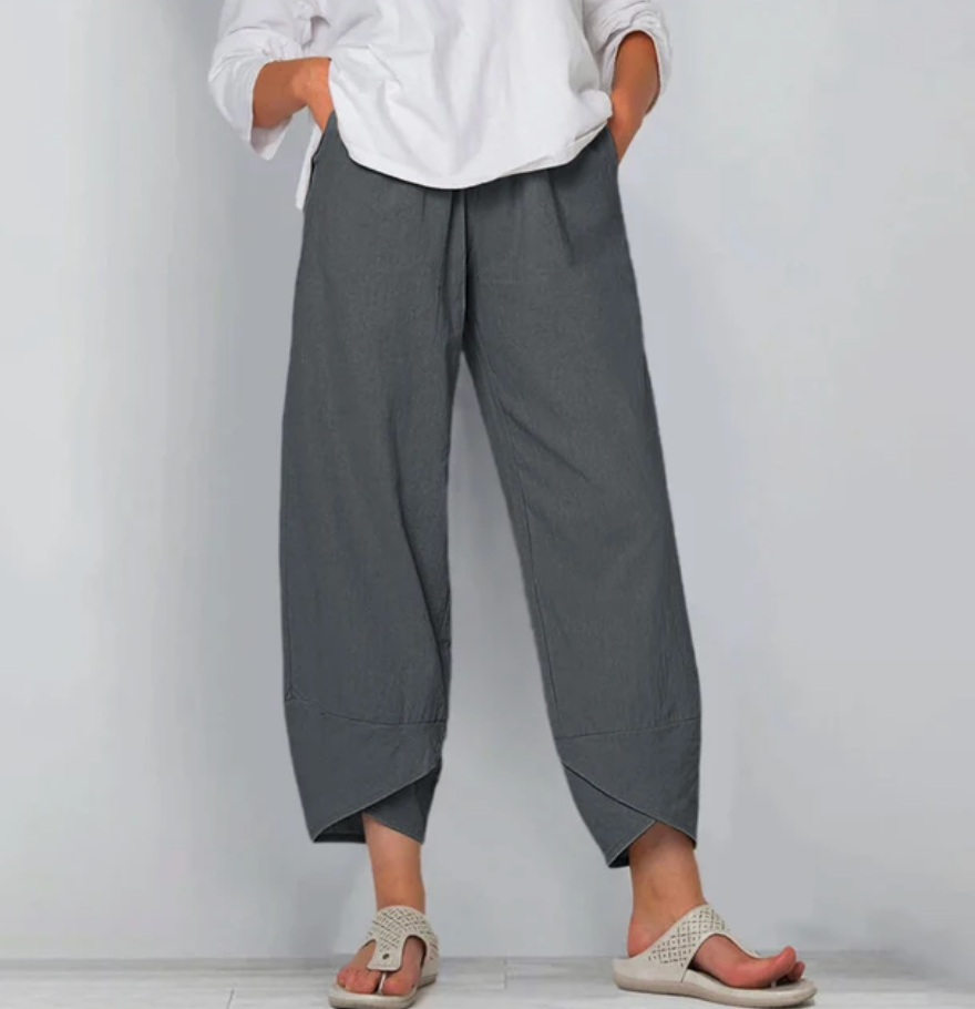 Beatrice Moreau women's linen trousers in Gray