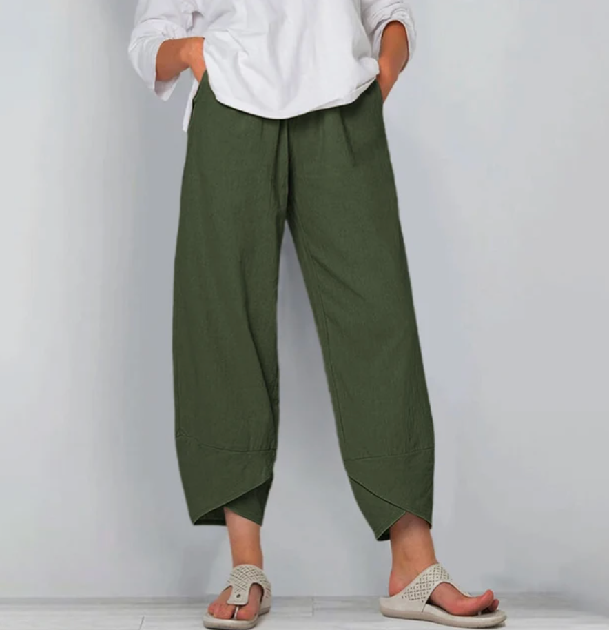 Beatrice Moreau women's linen trousers in Green