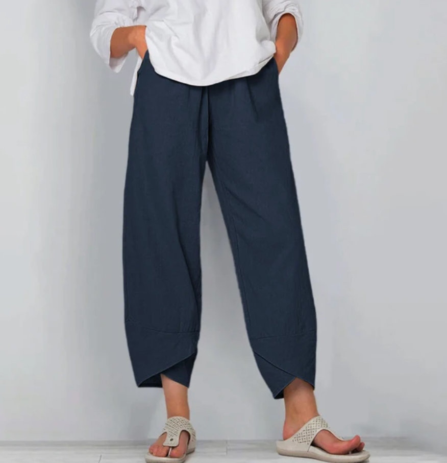 Beatrice Moreau women's linen trousers in Blue