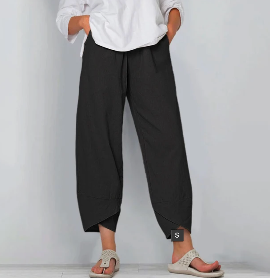 Beatrice Moreau women's linen trousers in Black